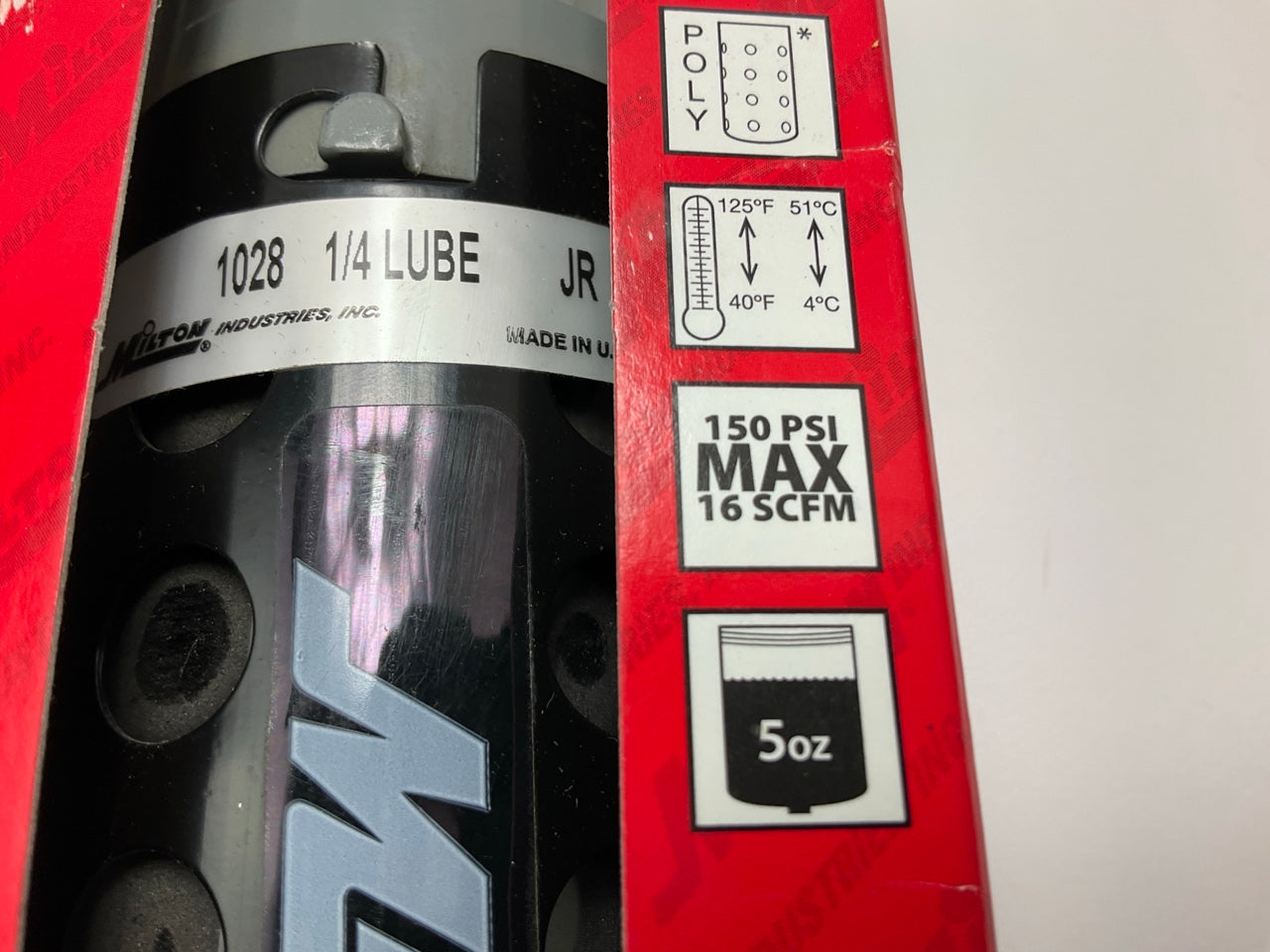 Milton 1028 Air Tool Lubricator, 1/4'' NPT, 150 PSI 16 SCFM Max