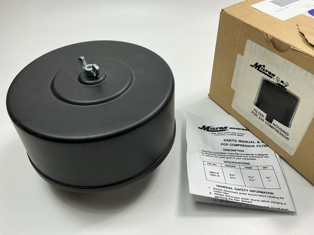 Milton 1051-2 Compressor Filter Housing, 3/4'' NPT, 3 Tube Silencer