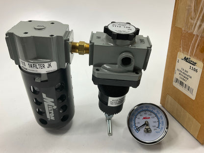 Milton 1106 Deluxe Polycarbonate FR Duo 1/4'' NPT Air Regulator & Filter Combo