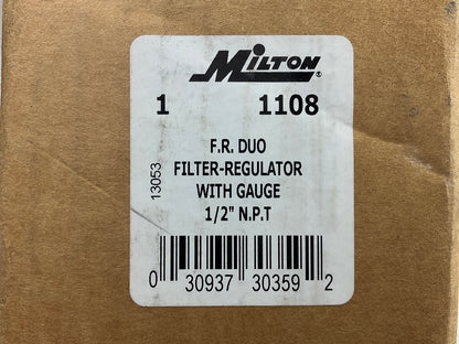 Milton 1108 1/2'' NPT Air Compressor Filter And Regulator Duo, With Gauge