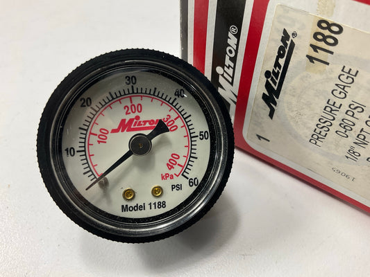 Milton 1188 1/8'' NPT Pressure Dial Gauge, 0 To 60 PSI