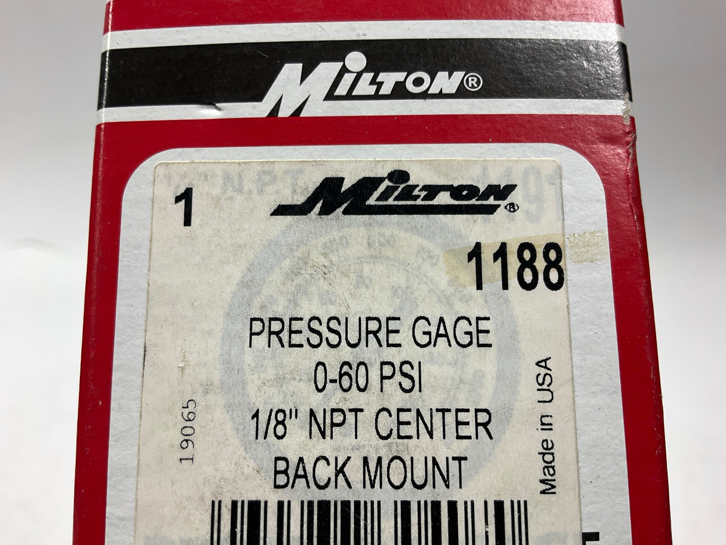 Milton 1188 1/8'' NPT Pressure Dial Gauge, 0 To 60 PSI