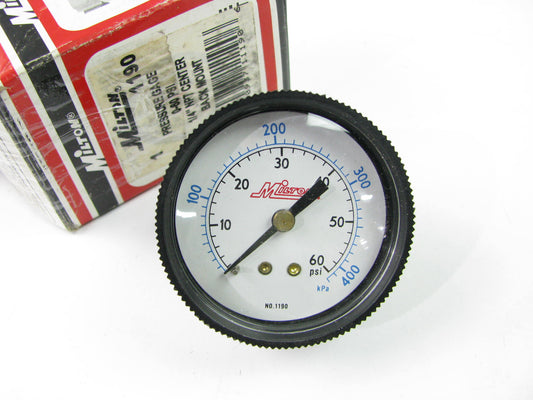 Milton 1190 Pressure Gauge 0-60 PSI 1/4'' NPT CENTER BACK MOUNT