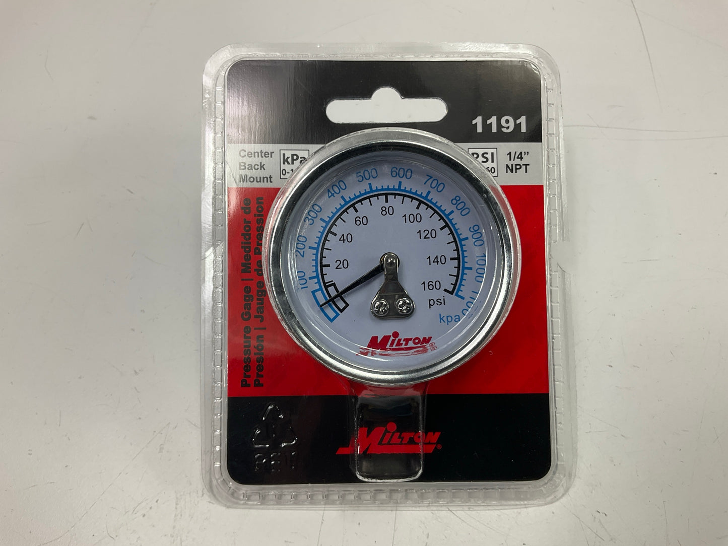 Milton 1191 Mini High Pressure Dial Gauge, Brass, 1/4'' NPT