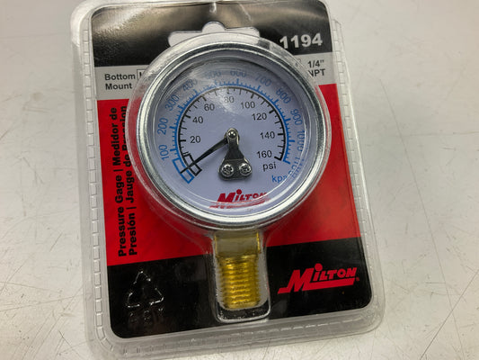 Milton 1194 1/4'' NPT Pressure Dial Gauge, 0 To 60 PSI, 2'' Face