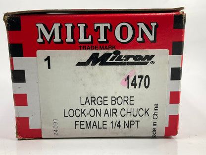 Milton 1470 1/4'' FNPT Lock On Air Chuck (1/4'' Female NPT), Hands Free Inflation