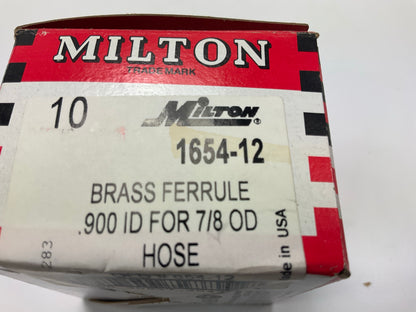 10 PACK - Milton 1654-12 7/8'' Hose .900'' ID .950 Long .87 Deep Brass Ferrule