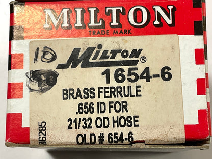 6 Pcs - Milton 1654-6  1'' X .656'' ID Brass Ferrule For 21/32'' OD Hose