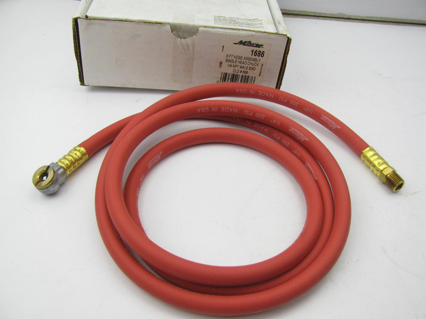 Milton 1686 Replacement Air Hose 6 FT Single Chuck Head & 1/4'' NPT Male End