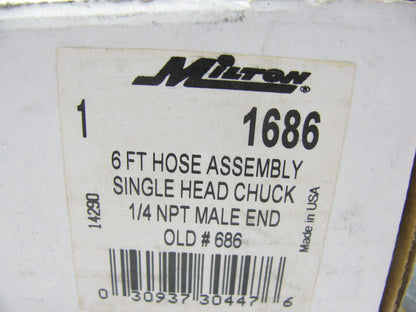 Milton 1686 Replacement Air Hose 6 FT Single Chuck Head & 1/4'' NPT Male End