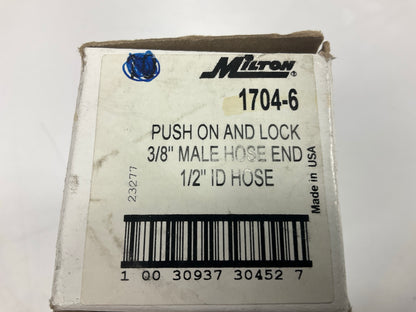 (4) Milton 1704-6 Push On & Lock Air Fittings, 3/8'' Male Hose End , 1/2'' ID Hose