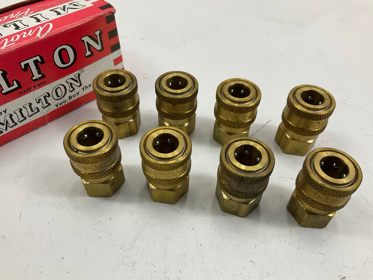 (8) Milton 1761 Straight Through Coupler, 1/4'' FNPT, 5200 PSI,  High Pressure