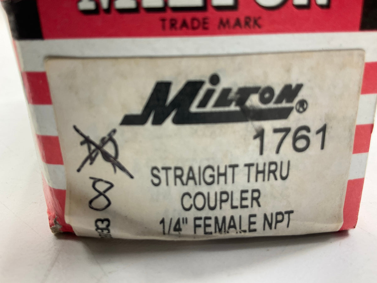 (8) Milton 1761 Straight Through Coupler, 1/4'' FNPT, 5200 PSI,  High Pressure