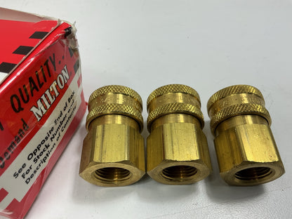 (3) Milton 1765 3/8'' Female Straight Thru Coupler