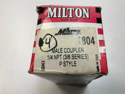 (4) Milton 1804 P-Style Steel Couplers, 1/4'' NPT Male