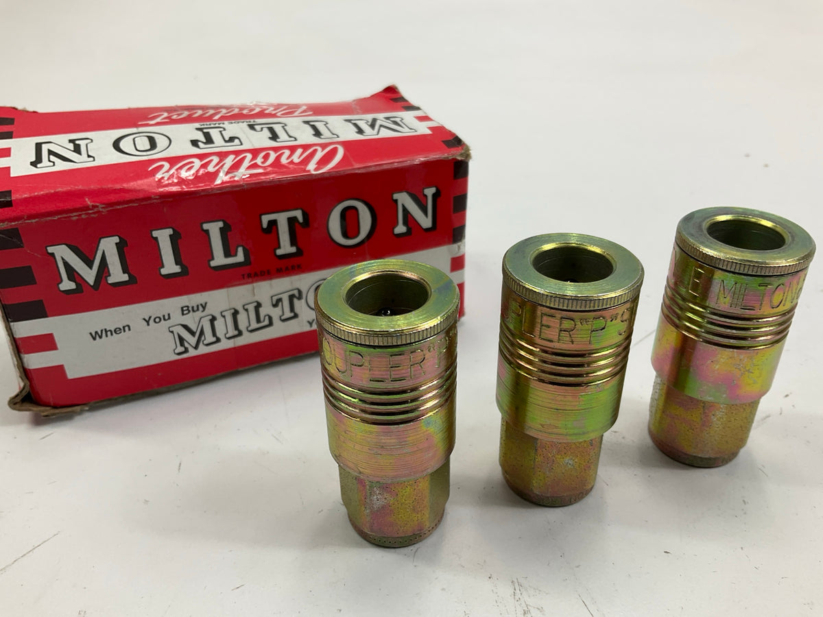 (3) Milton 1805 3/8'' FNPT Female P-Style Coupler Buna-N Seal 300 PSI Max
