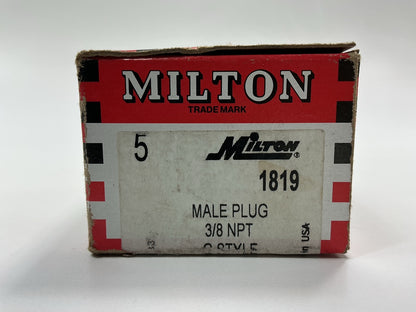 Milton 1819 3/8'' NPT Male G-Style Plug, Pack Of 5