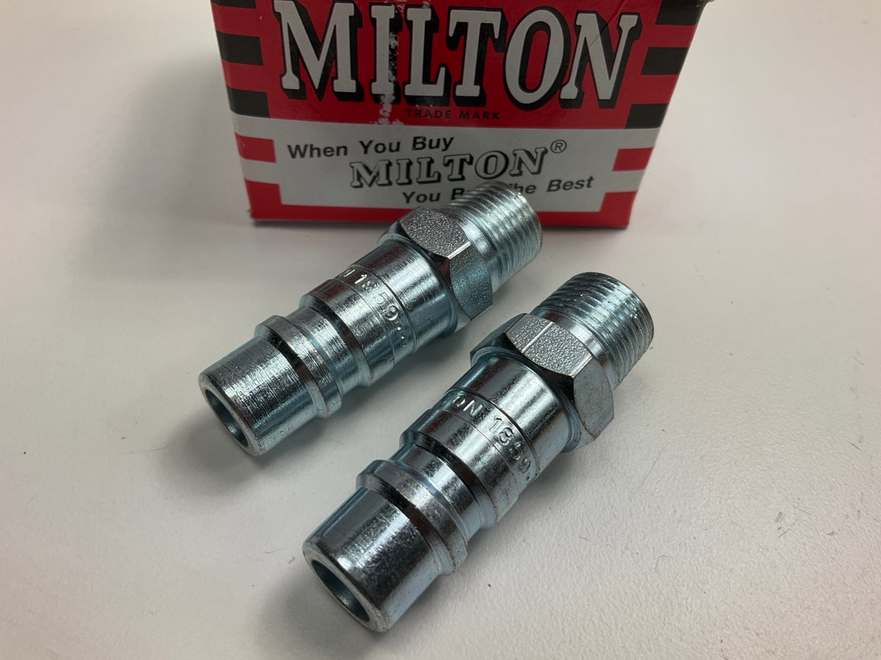 (2) Milton 1859 3/8'' Male NPT G-Style Plugs, Steel, Quick Release