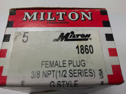MILTON 1860 3/8'' NPT Female G-Style Plug - Pack Of 5