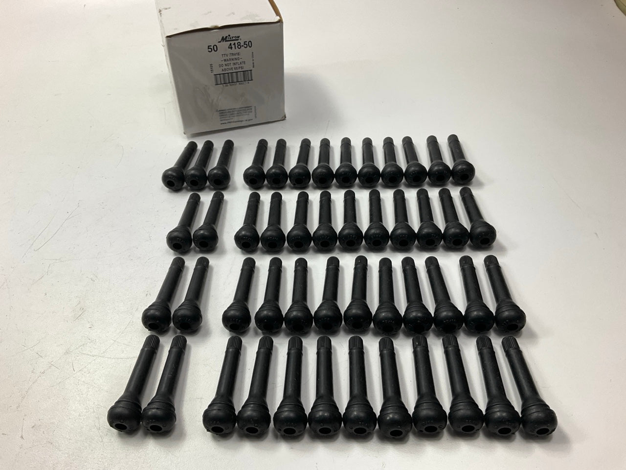(49) Milton TR418 Standard 2'' Snap In Tubeless Rubber Tire Valve Stems