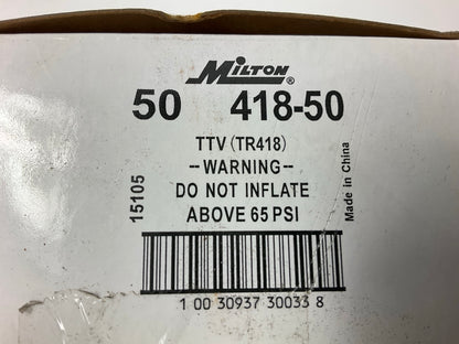 (49) Milton TR418 Standard 2'' Snap In Tubeless Rubber Tire Valve Stems