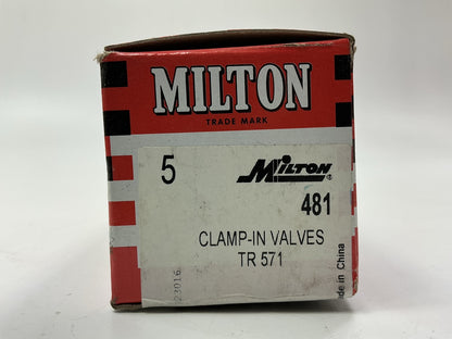(5) Milton 481 3-17/32'' Clamp-In Truck Valve For 5/8'' Side Hole Mount, 200 PSI