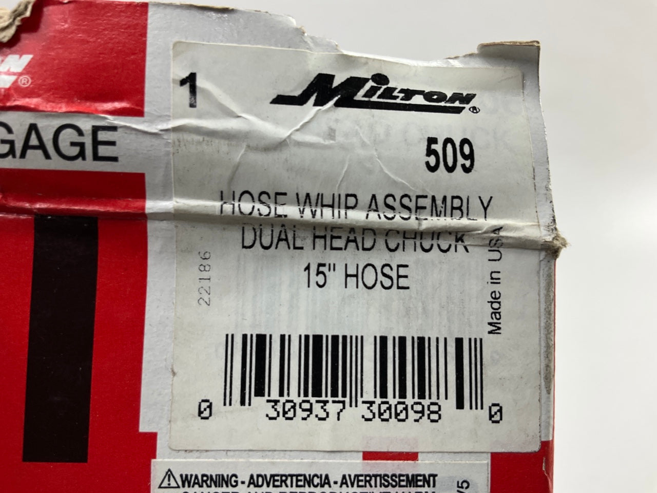 Milton 509 15'' Replacement Hose Whip For Milton Gauge # 506