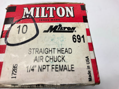 Milton 691 1/4'' FNPT Straight Head Air Chuck - Pack Of (10)