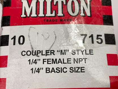 (10) Milton 715 1/4'' FPT M-Style Coupler, Female NPT, USA
