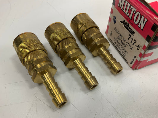 (3) Milton 717-6 3/8'' Barb Body ''M'' Style Coupler W/ Drag Guard
