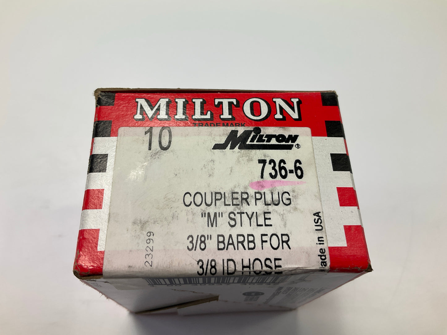 (10) Milton 736-6 ''M'' Style Plug, 3/8'' Hose Barb Coupler