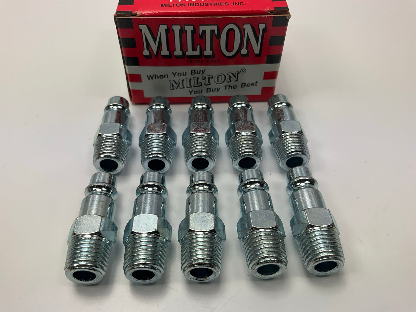 10 Pack - Milton 760 1/4'' Male NPT ''V'' Style HI-FLOW Brass Plug