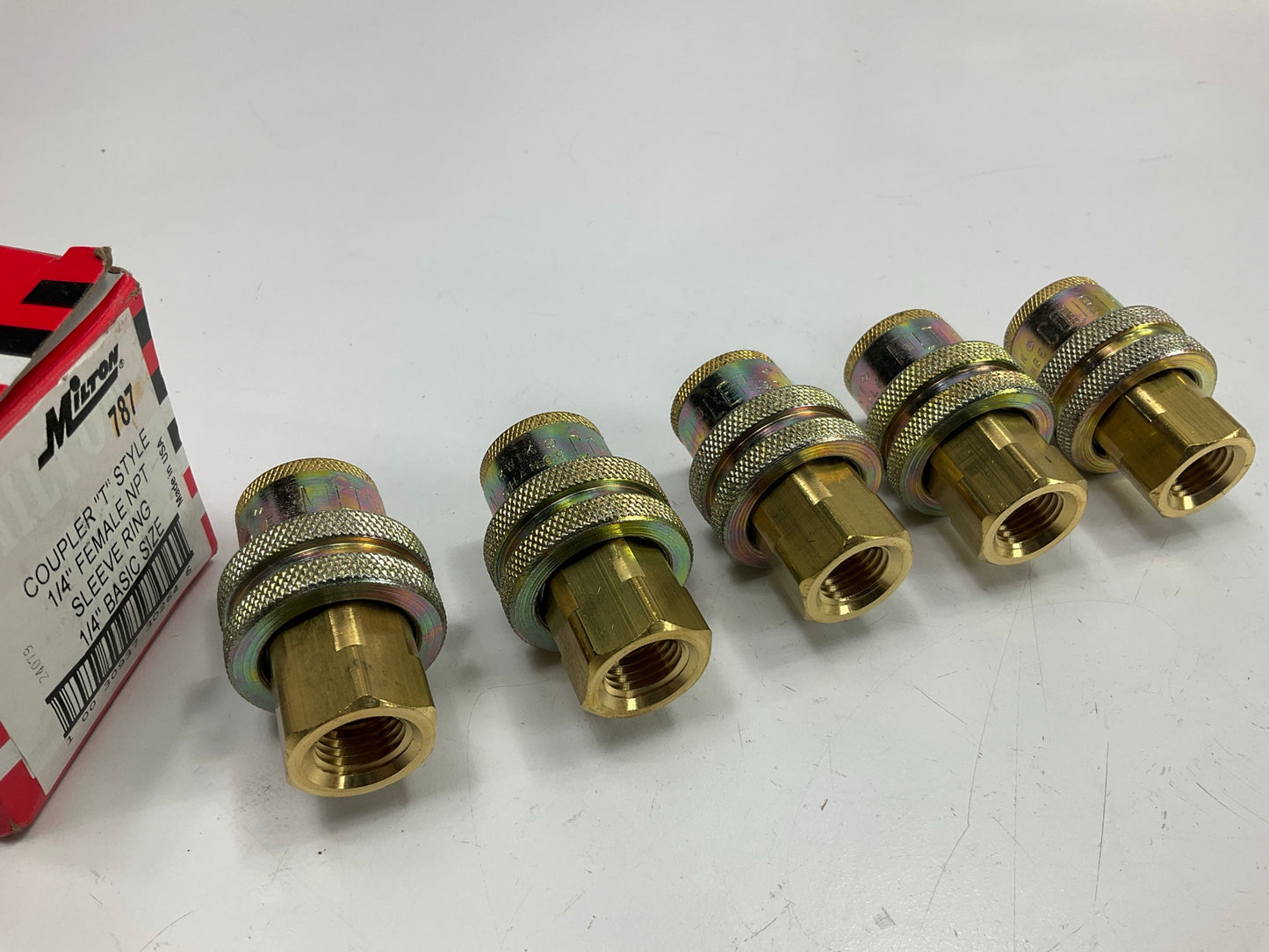 (5) Milton 787 1/4'' FPT Tru Flate T Style Coupler