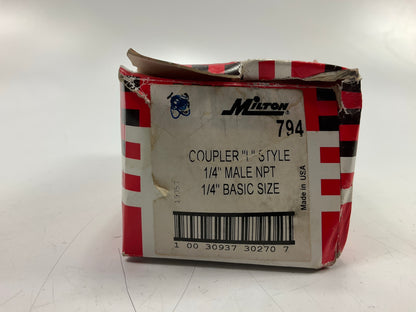 (3) Milton 794 1/4'' MNPT Male Body L-Style Coupler
