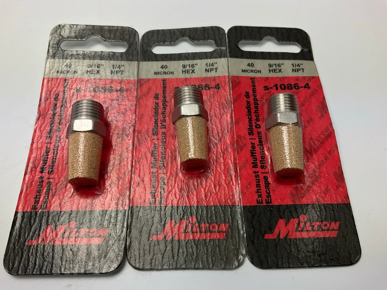 (3) Milton S1086-4 Pneumatic Exhaust Mufflers 1/4'' NPT