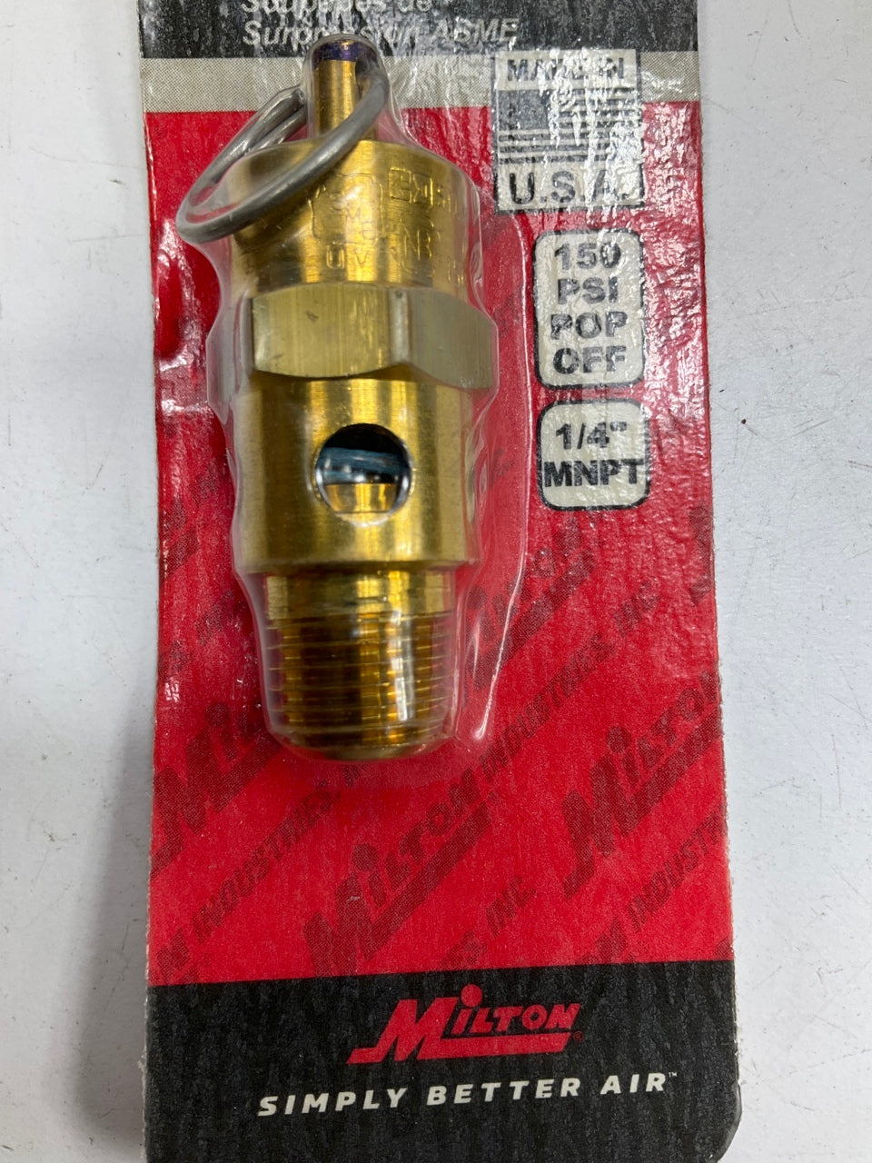 Milton S-1090-150 1/4'' MNPT ASME Safety Valve, 150 PSI Pop Off Pressure