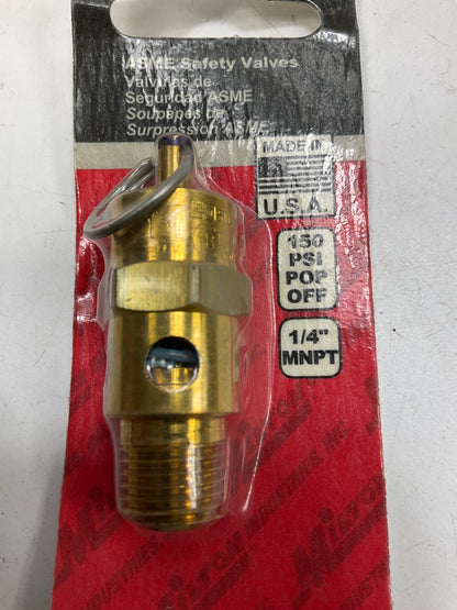 Milton S-1090-150 1/4'' MNPT ASME Safety Valve, 150 PSI Pop Off Pressure
