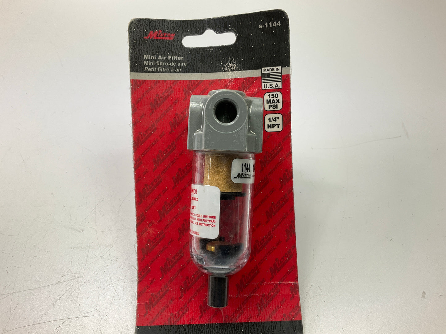 Milton S1144 1/4'' NPT Polycarbonate Mini Filter With 20 Micron Filter, 150 PSI