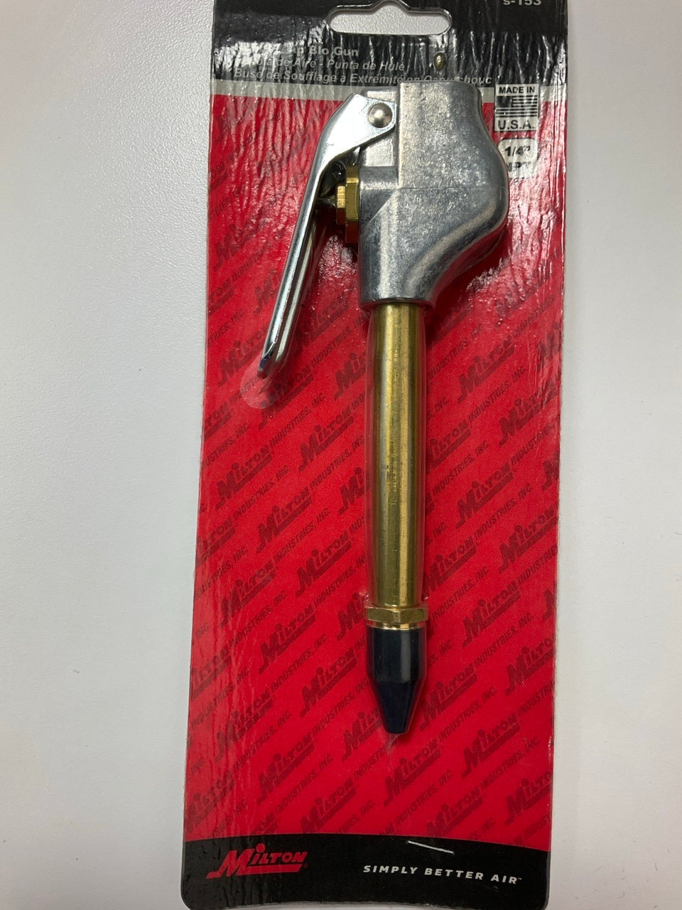 Milton S153 Heavy-Duty Air Blow Gun With Rubber Tip, 1/4'' NPT, Lever-Grip