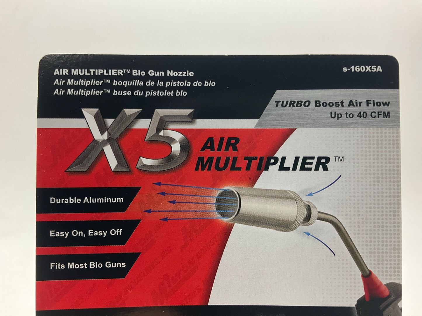 Milton S-160X5A High Flow Venturi Air Multiplier Blow Gun Nozzle, Aluminum