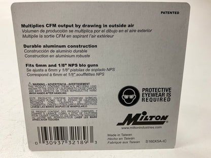 Milton S-160X5A High Flow Venturi Air Multiplier Blow Gun Nozzle, Aluminum
