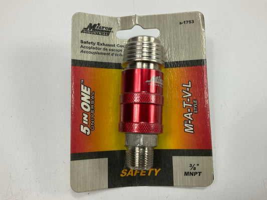 Milton S1753 5 In ONE Universal Safety Exhaust Quick-Connect Coupler, 3/8'' MNPT
