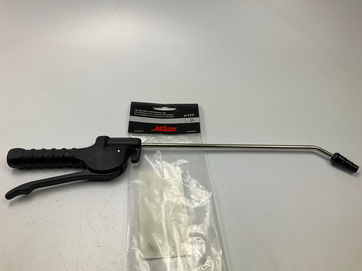 Milton S177 1/4'' NPT Pistol Grip Air Blow Gun With 11'' Bent Nozzle