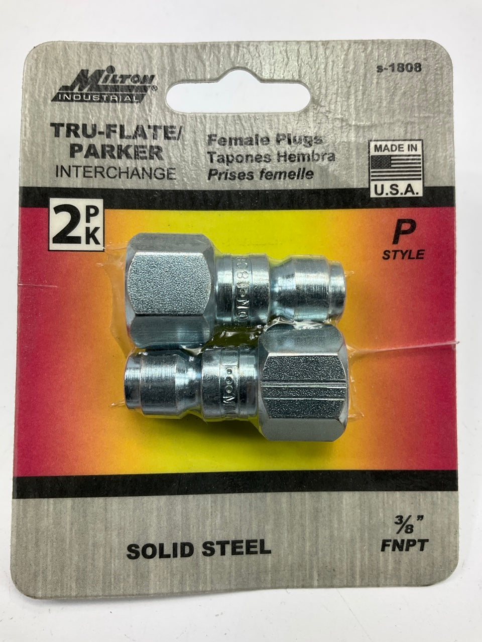 Milton S-1808 3/8'' NPT Female Coupler Plug Fitting P-Style, 2 / PACK