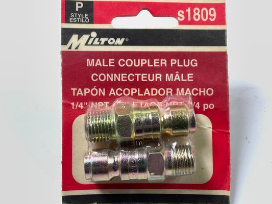 Milton S1809 Compression Coupler Plug, P-Style, Male, 1/4-In - 2 Pack