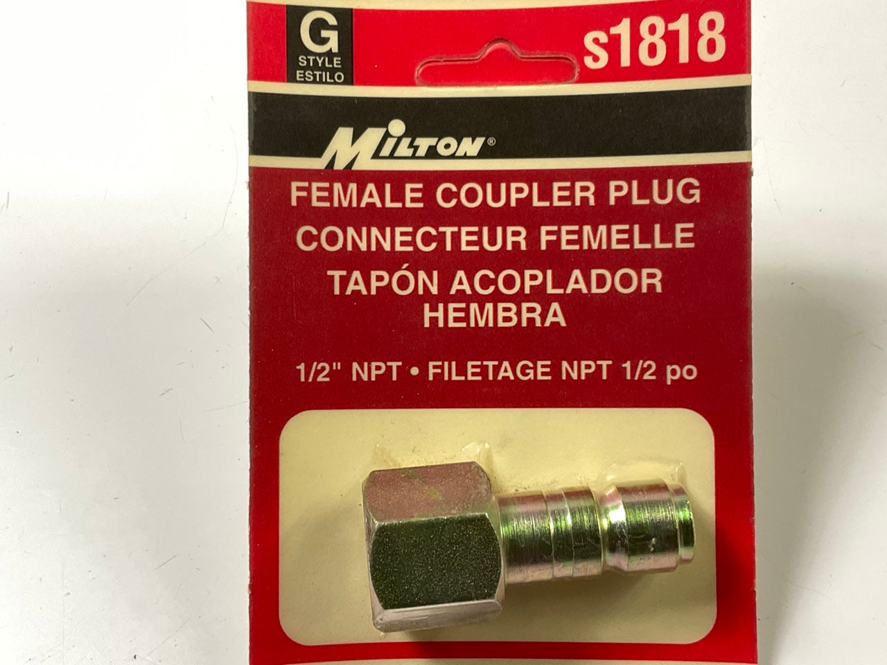 Milton S-1818 1/2'' FNPT G Style Coupler Plug, Silver