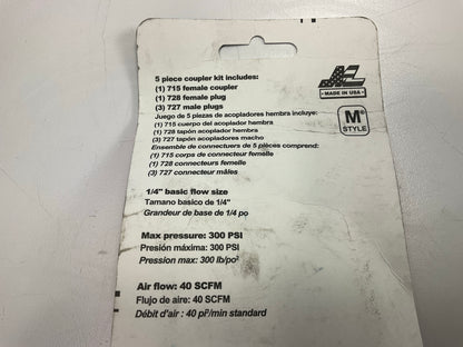 Milton S211 5 Piece 1/4'' M-Style Coupler Kit Includes 1-715, 3-727, 1-728