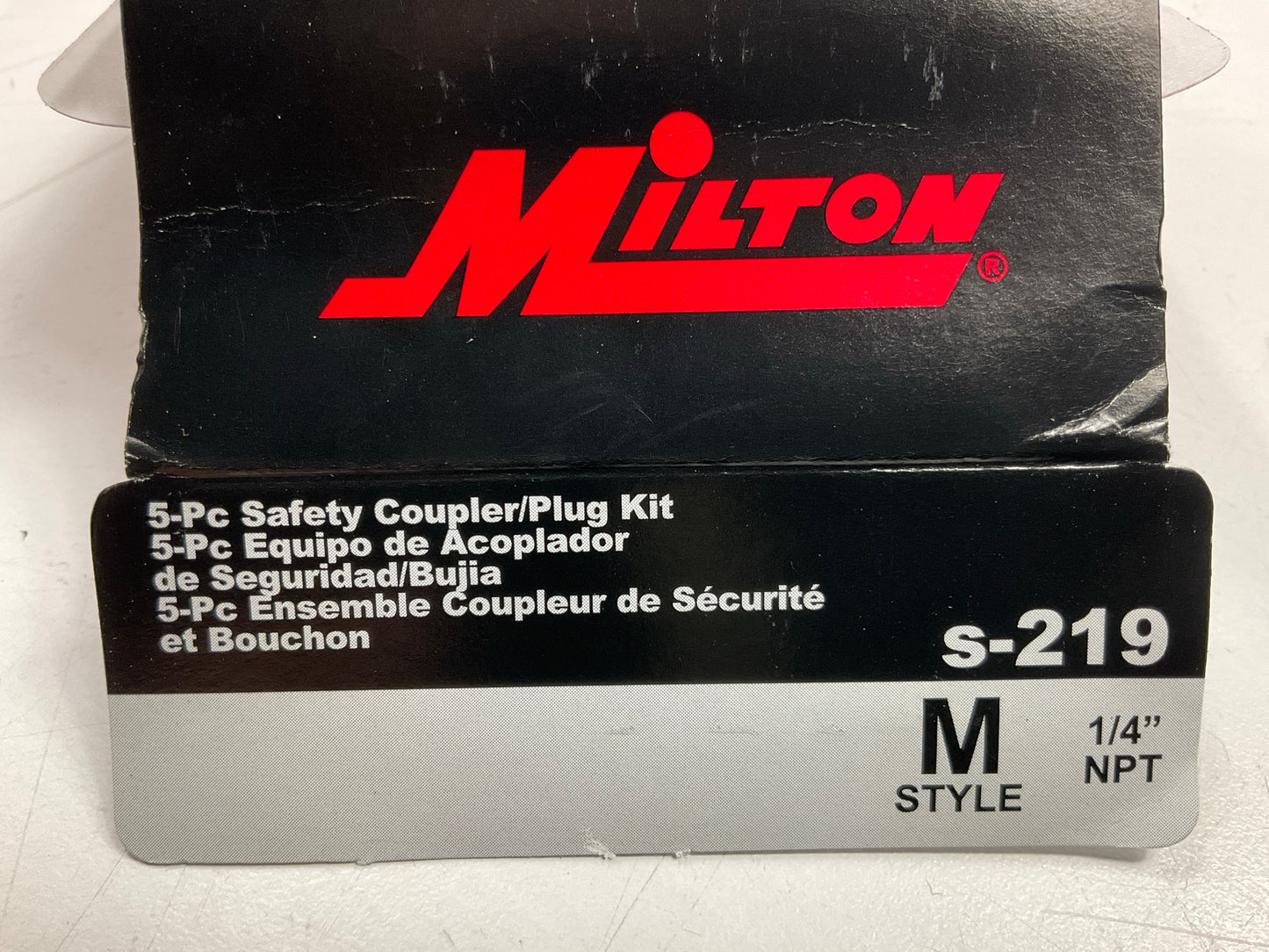 Milton S219 1/4'' M Style Safety Coupler And Plug Kit 5 Pieces, Industrial Style
