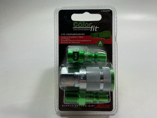 Milton S-303AKIT 3 Piece A-Style 1/4'' NPT Green Coupler & Plug Set