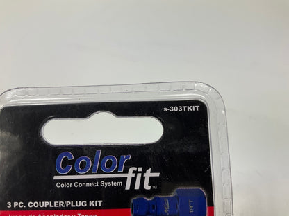 Milton COLOR FIT S-303TKIT 3 Piece T-Style Coupler & Plug Set, 1/4'' NPT, BLUE